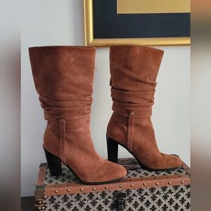 Donald J. Pliner Brown Suede Odessa Buckle Side Boots Sz 7